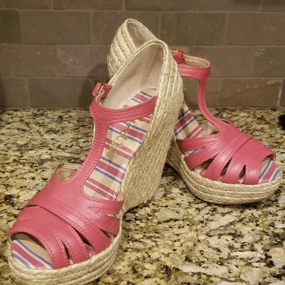 Splendid Wedge Espadrilles - Dark Coral